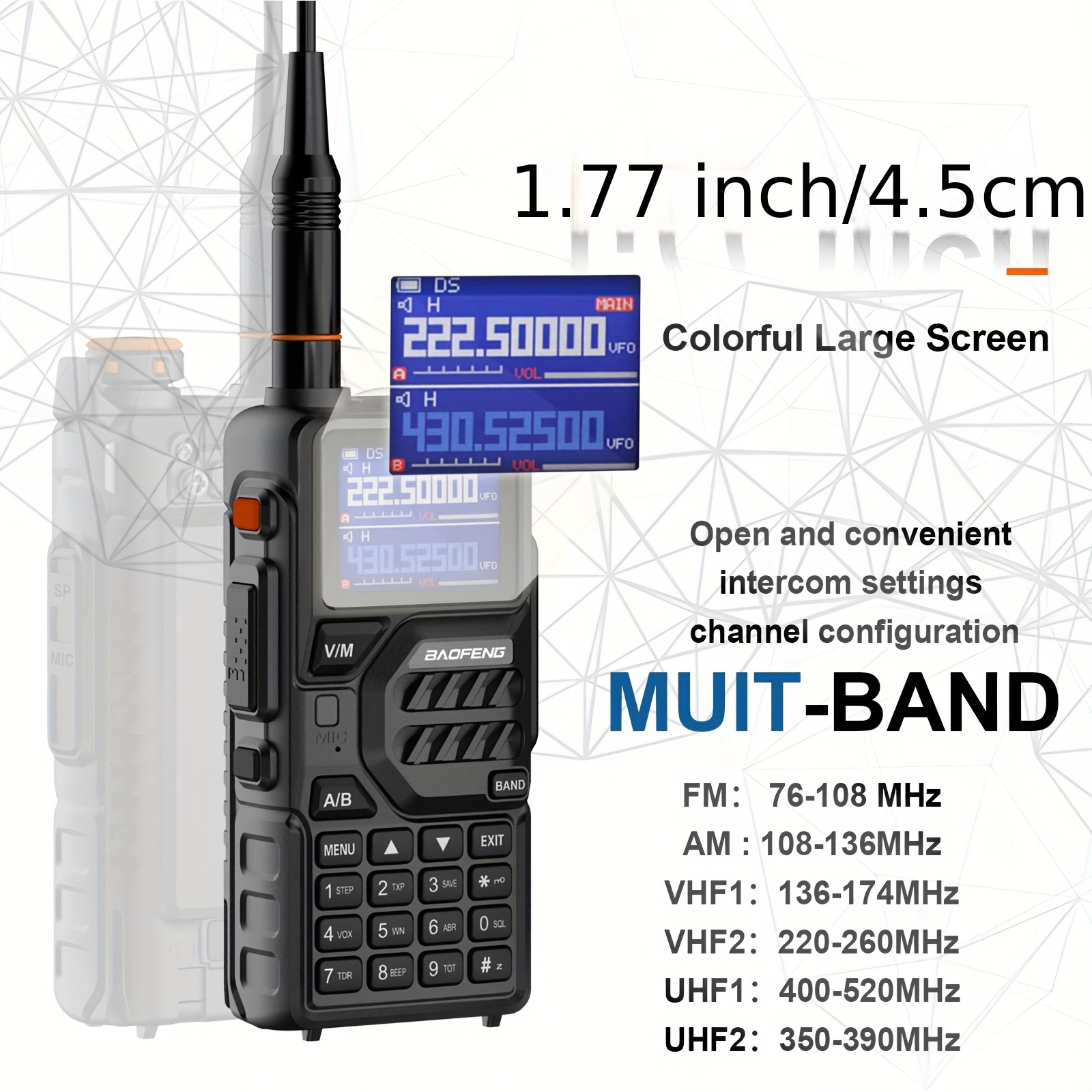 1 парче uv k5 plus интерфон 2-насочна долг дострег uhf vhf -уред Детали за производот 2