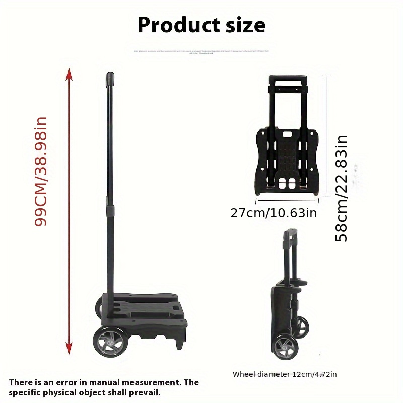 Collapsible Shopping Cart with Telescopic Tie Rod: Large Bearing PU Wheel, Raised and Widened Base, Double-Layer Insulation, Load up to 110.23LB