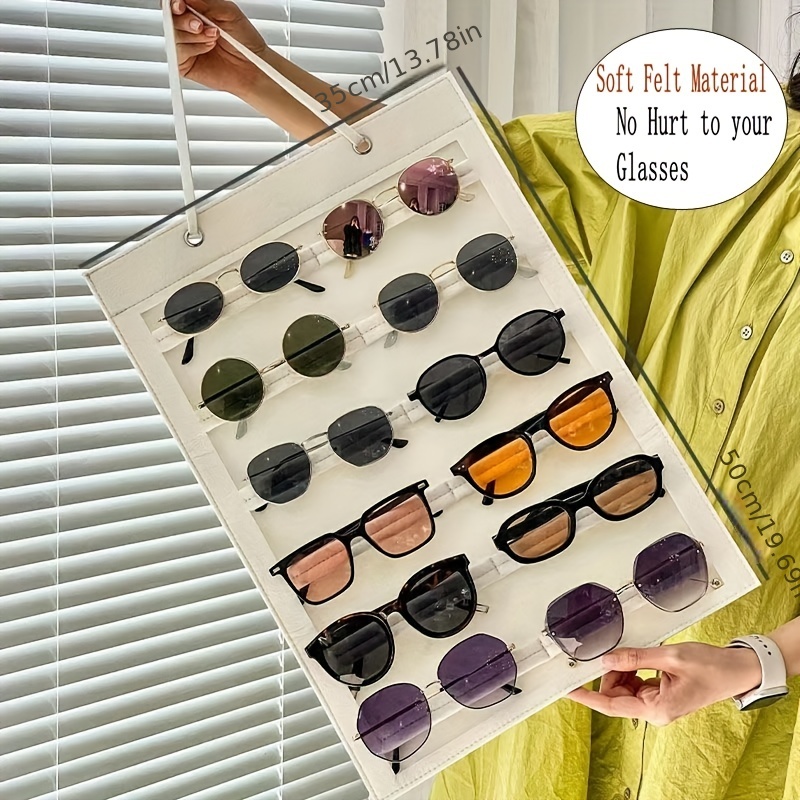 Organizador de lentes de sol con 12 ranuras, bandeja de exhibición, soporte  para gafas, caja múltiple, bandeja para gafas para mujeres y hombres