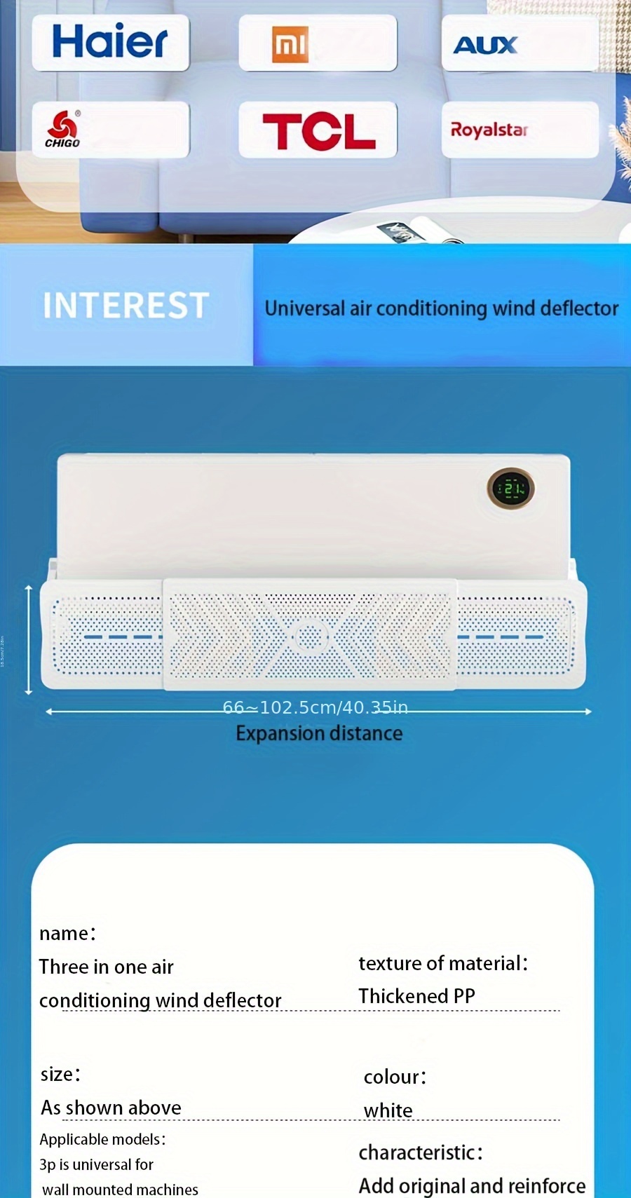 retractable side hanging air conditioner wind deflector direct blowing universal air conditioner wind deflector for the elderly and   details 10