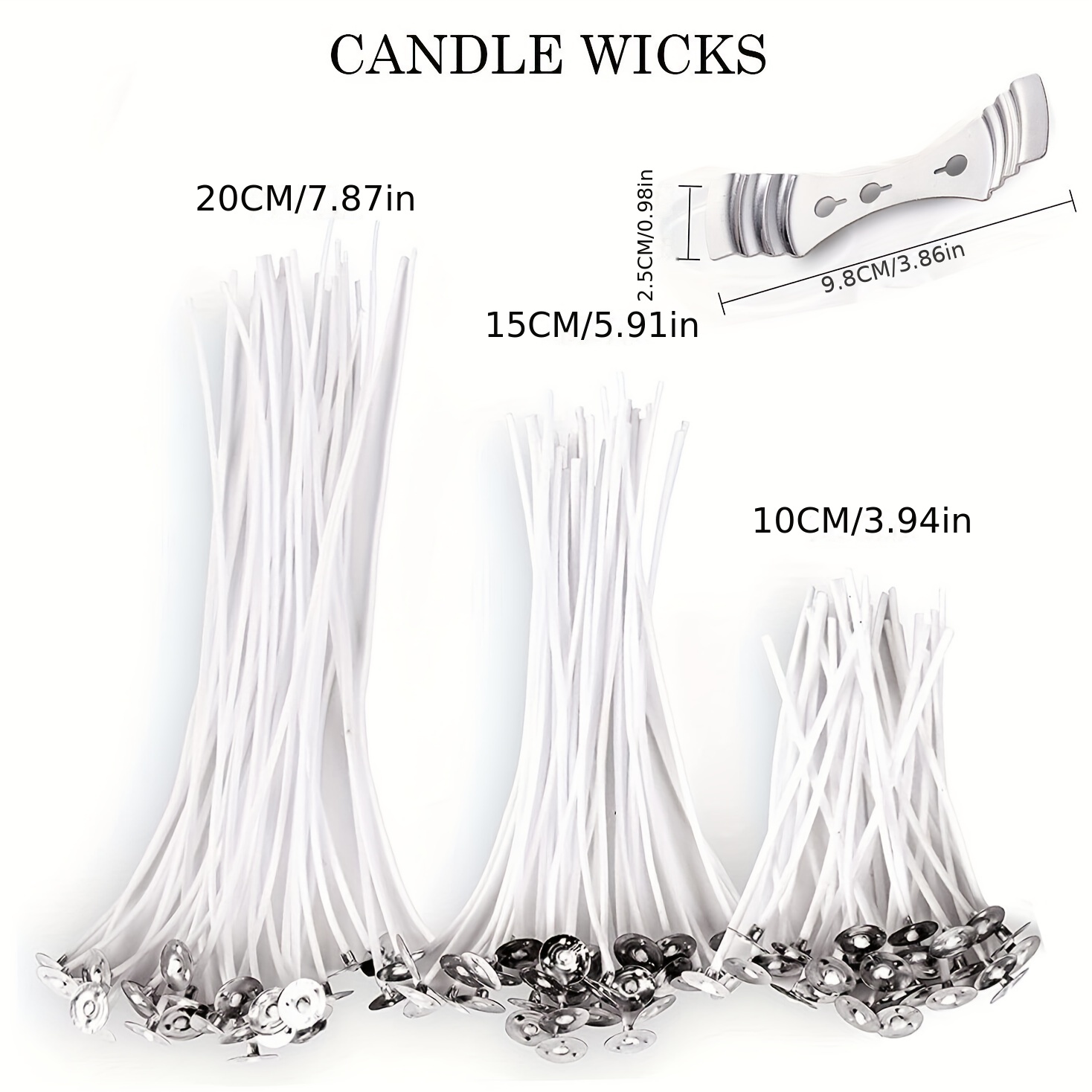 50 Candle Wicks 6 inch Cotton Core Pre Waxed With Sustainers For Candle  Making