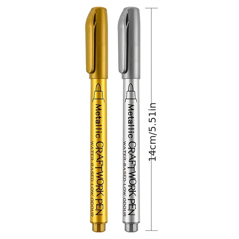 2Pcs Chrome Mirror Marker Pen Gold Liquid Chrome Pen Silver Paint Markers  Waterproof Craftwork Marker Pen