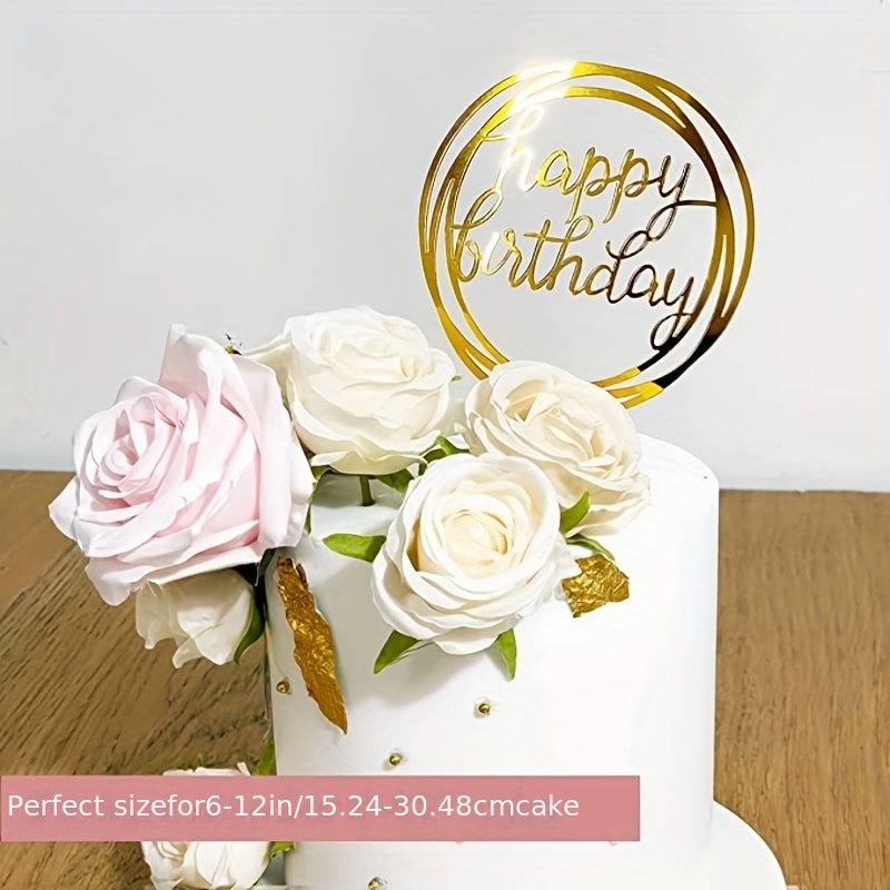 Happy Birthday Cake Topper for Birthday Party Decorations (Mirror Rose Gold  Acry