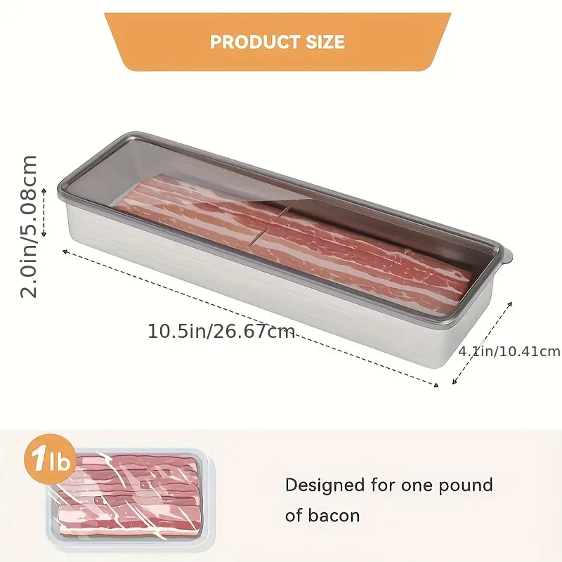 Bacon Container With Lid For Refrigerator, 304 Stainless Steel Airtight Deli  Meat Storage Containers For Fridge, Dishwasher Safe, Long Kitchen Food  Storage Containers With Lids With Elevated Base, Kitchen Supplies - Temu