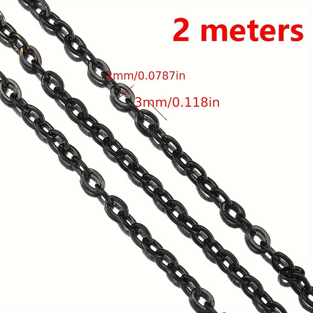 2d Flat - 2 Meter Black Chain Stainless Steel Flat O-ring Links Jewelry Chain For Bracelet Necklace Jewelry Making Additions