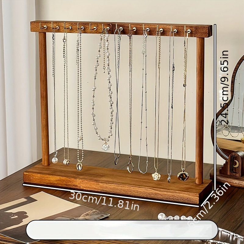 TEMU - Wooden Jewelry Display Stand - For Necklaces, Bracelets & , Textured , Rectangular , Jewelry