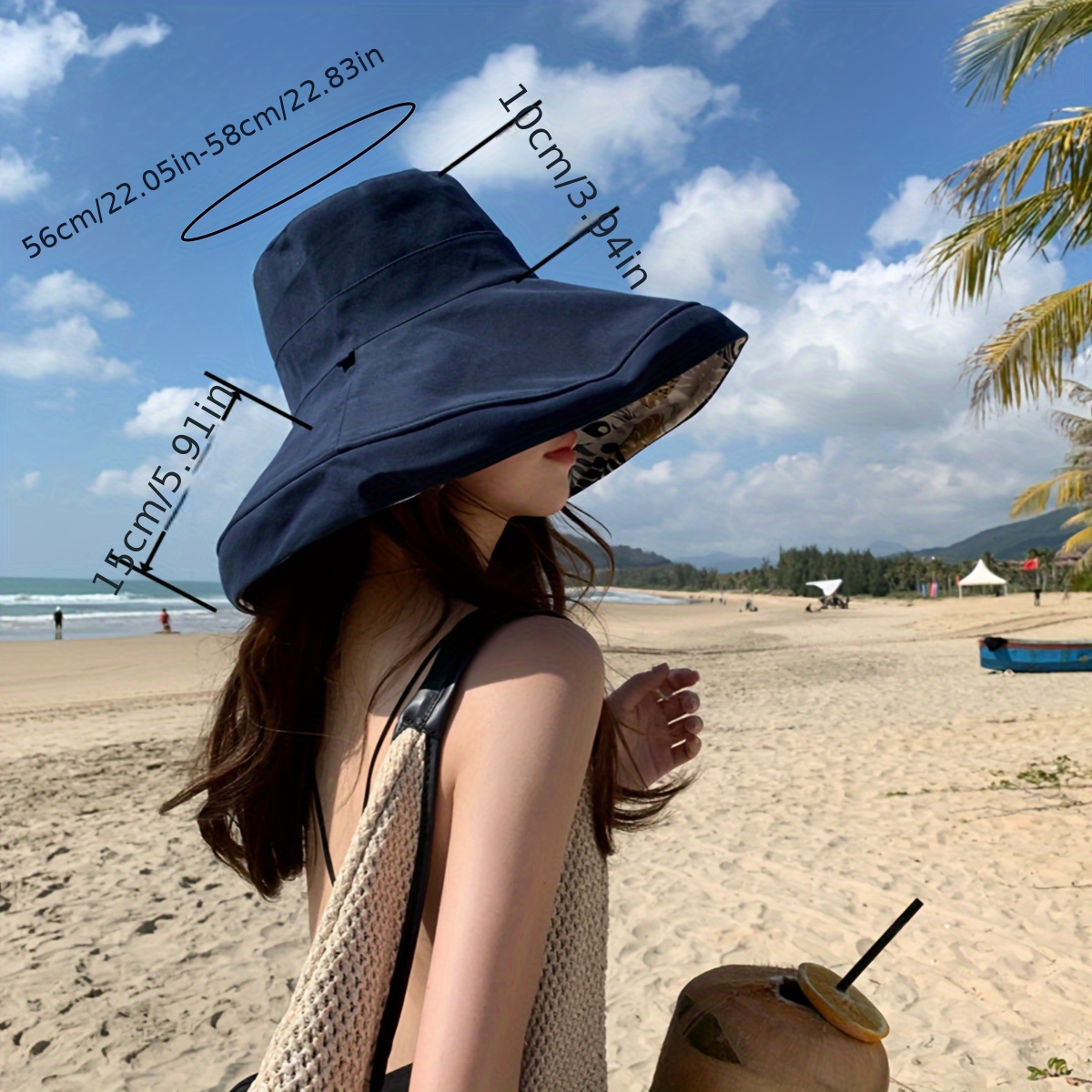 1pc Women's Fishing Hat With Wide Brim For Beach, Travel, Hiking