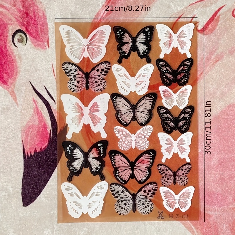 Black And White Butterfly Stickers 3d Stereo Simulation - Temu