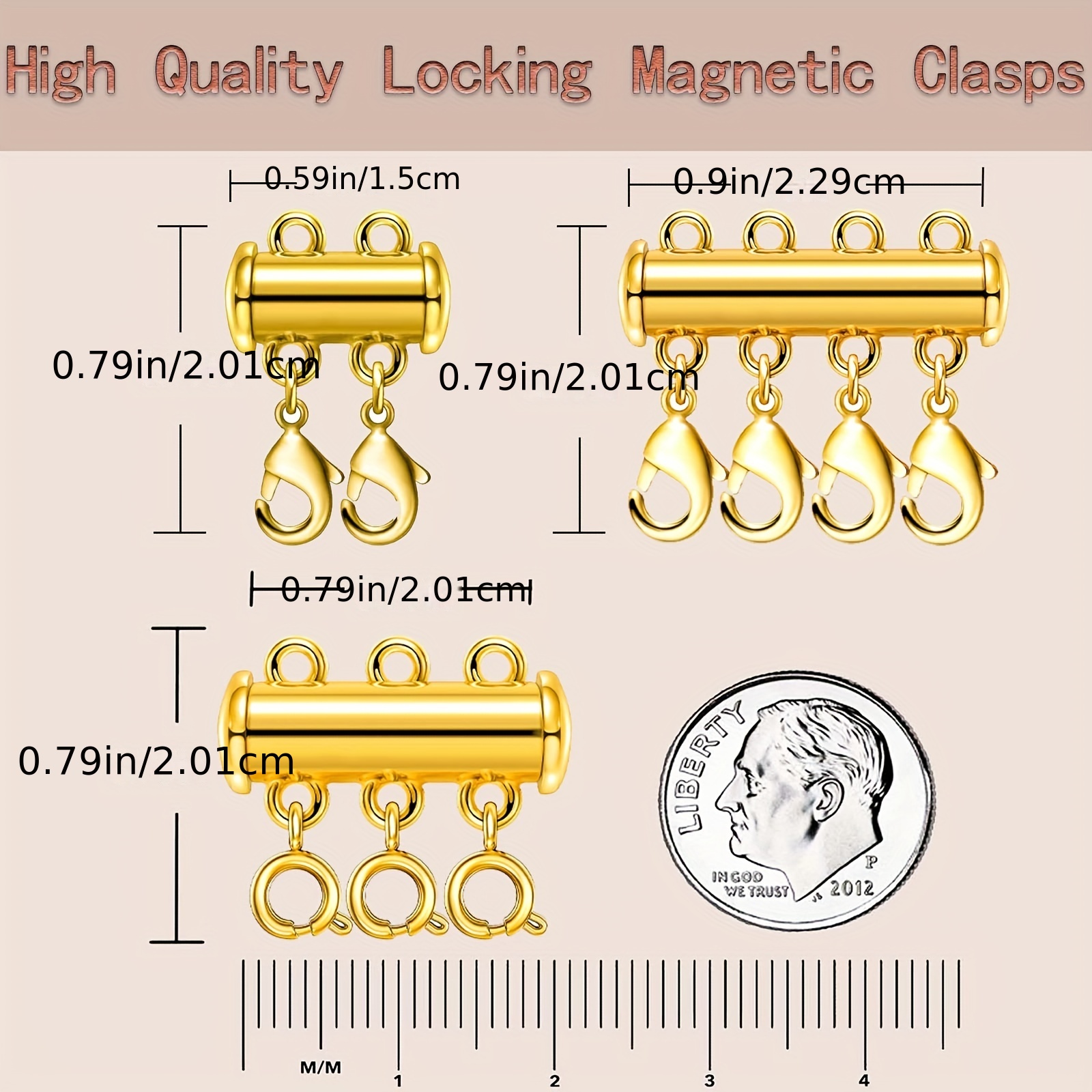 Layered Necklace Spacer Clasp, Magnetic Slide Clasp Lock Necklace Connector  Multi Strands Slide Tube Clasps