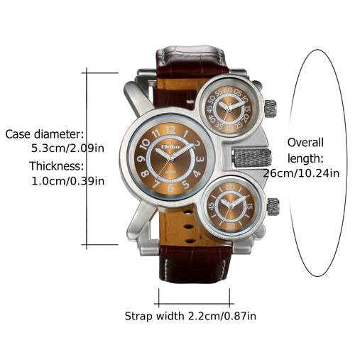 men multi time zone quartz watch sport leather band wristwatches