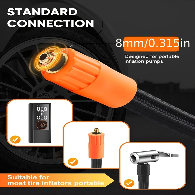   шланг для накачки шин 30 см/11,81 дюйма/m8 | с воздушным клапаном | плетеная синтетическая резина | адаптер клапана   в schrader | для воздушных компрессоров | прочный и гибкий - для автомобилей | мотоциклов | велосипедов Детали 2