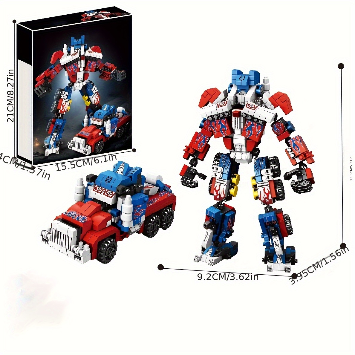 1950+ Pieces of 2-in-1 Mecha Robot Vehicles with Moving Joints and Wheels - ABS Material, Perfect for Birthday Gifts, Desktop Decorations, Christmas Gifts, and Movie Characters