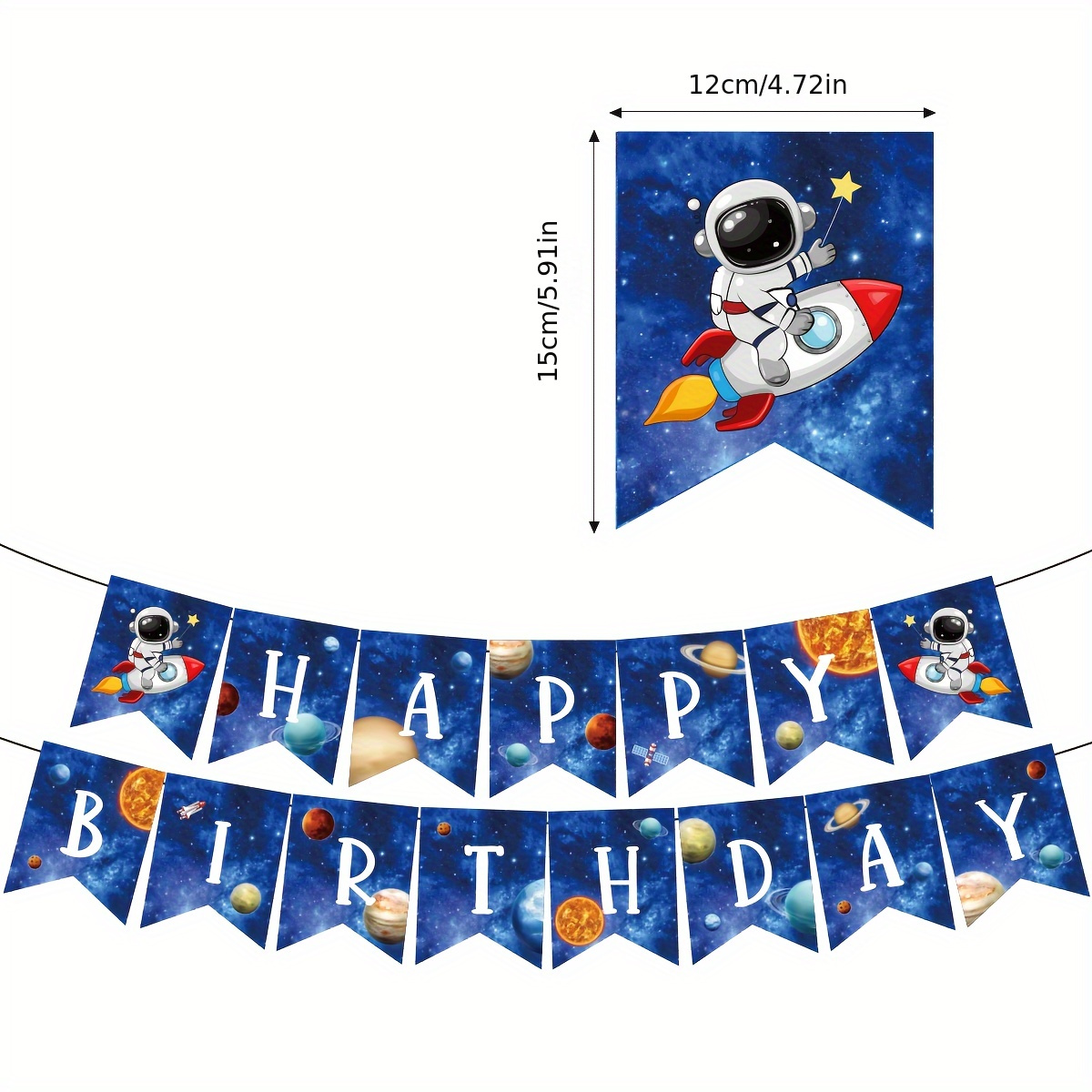 Image of Space-themed Birthday Banner: Astronaut, Rocket, And Planet Decorations For Party Entrance, Room, Or Garden