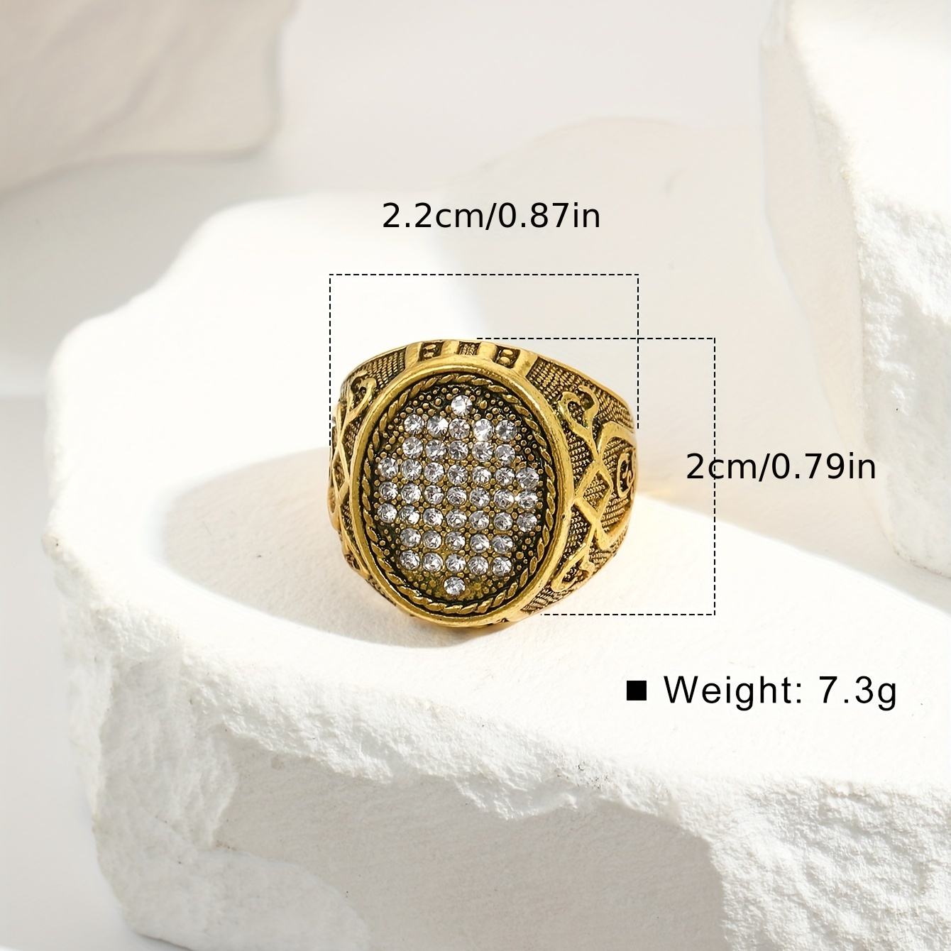 Retro Domineering Rhinestone Men's Ring, Punk Style