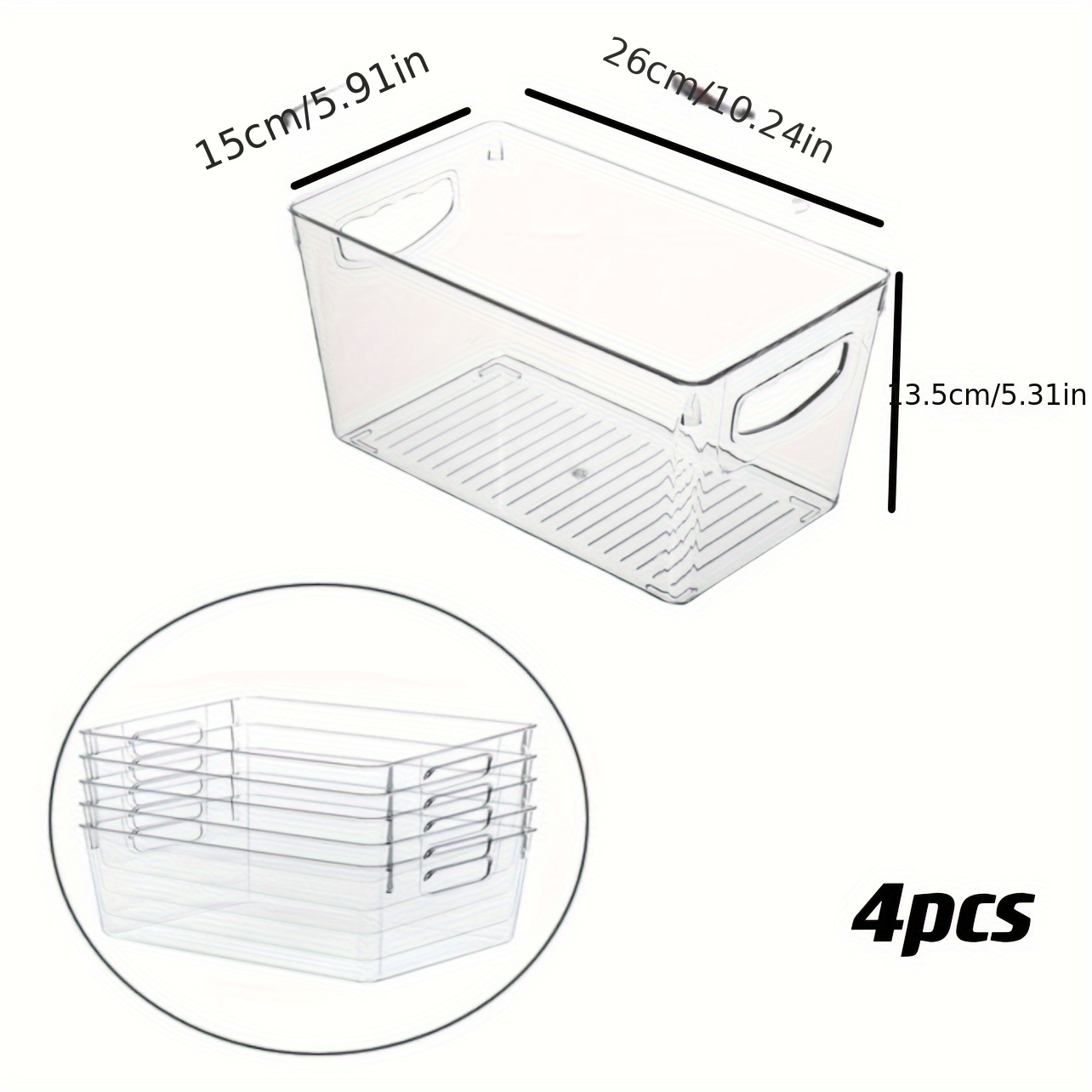 Clear Plastic Pantry Organizer Bins, 6 PCS Food Storage Bins with Handle  for Ref
