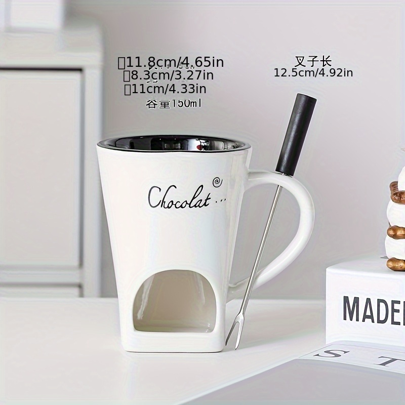 TEMU Chocolate Fondue Mug Set Chocolate , Mini Chocolate Fondue Set Without Tealights, Fondue Cups With Forks