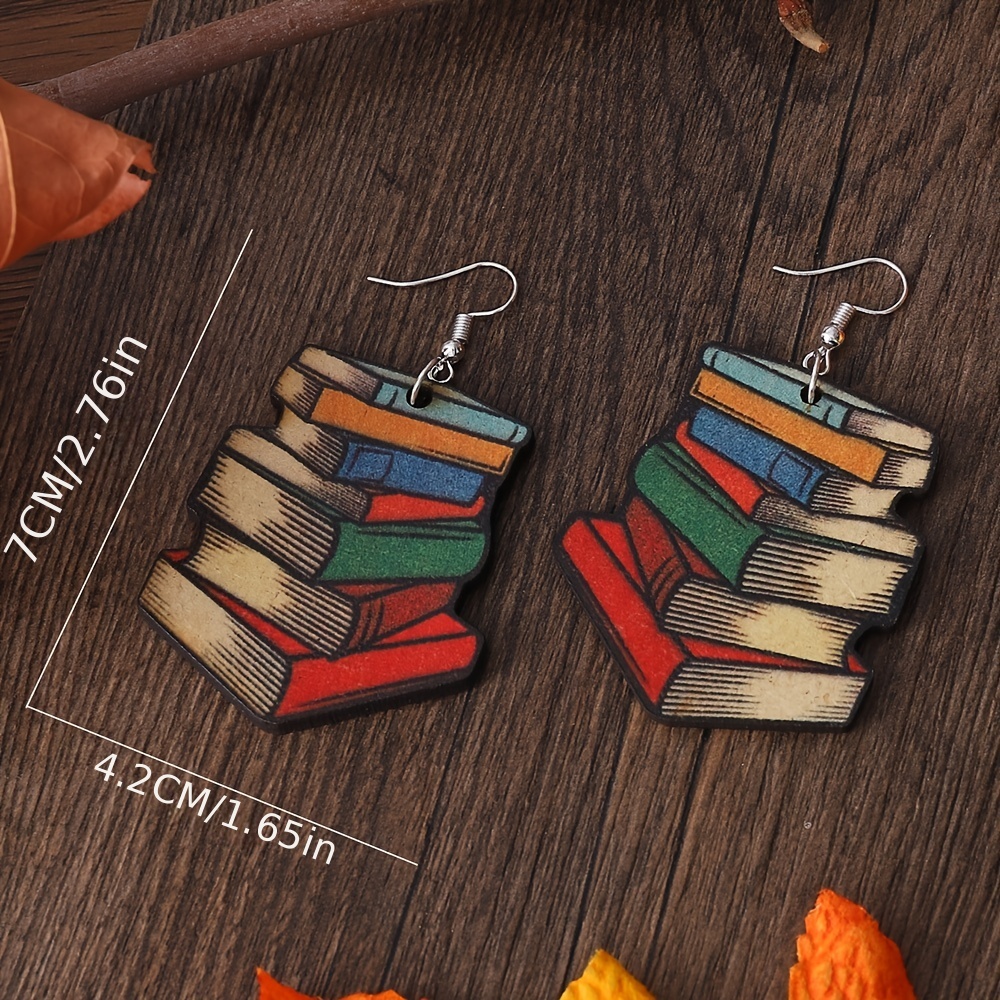 Colorful Stack of Books Earrings  nerdnookbooks