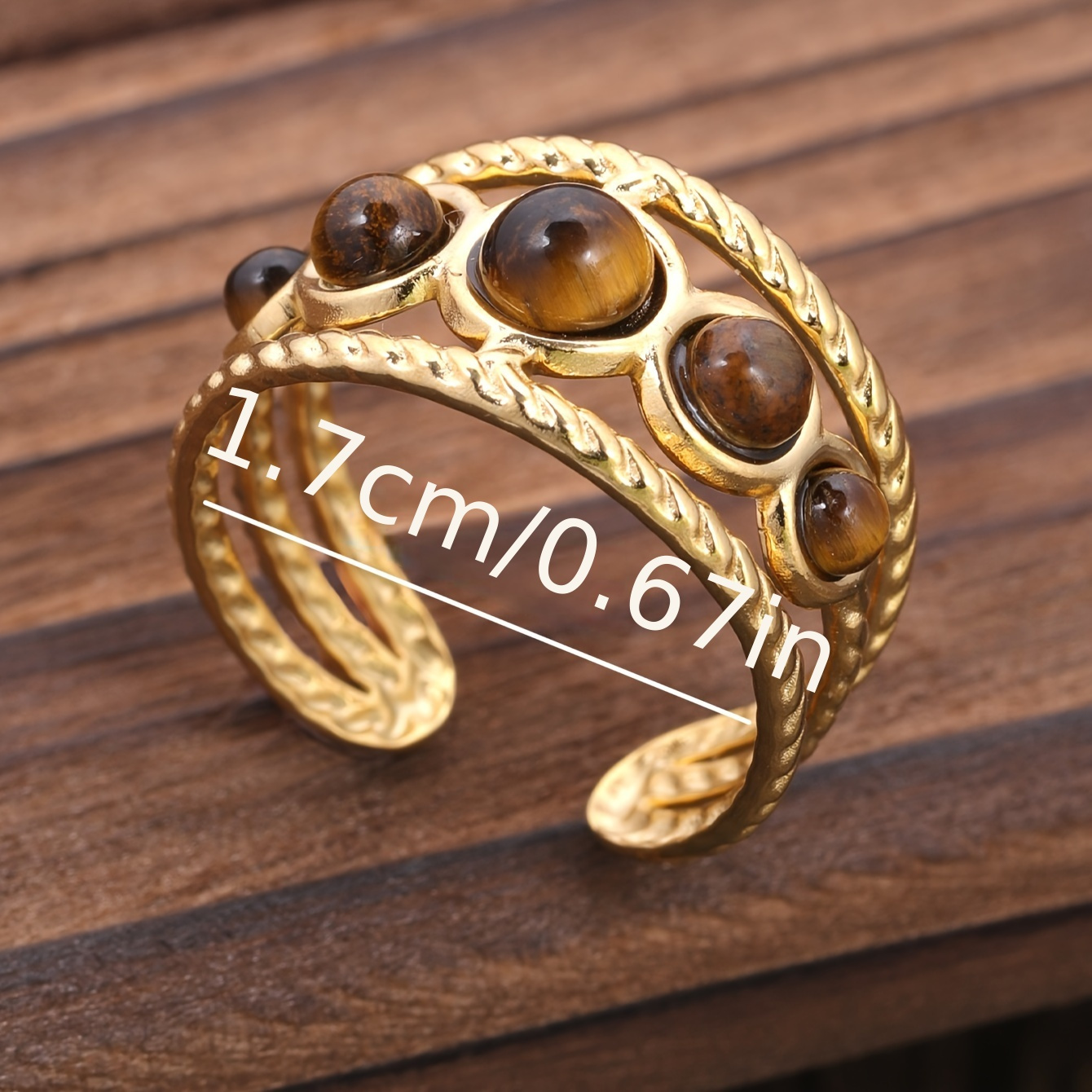Golden Palace Style Stone Ring Stainless Steel