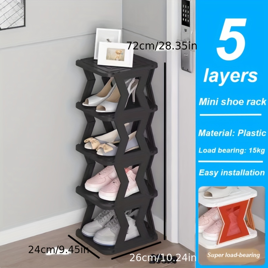 Shoe Organizer Shoe Rack for Small Spaces,5 Tier Plastic Vertical