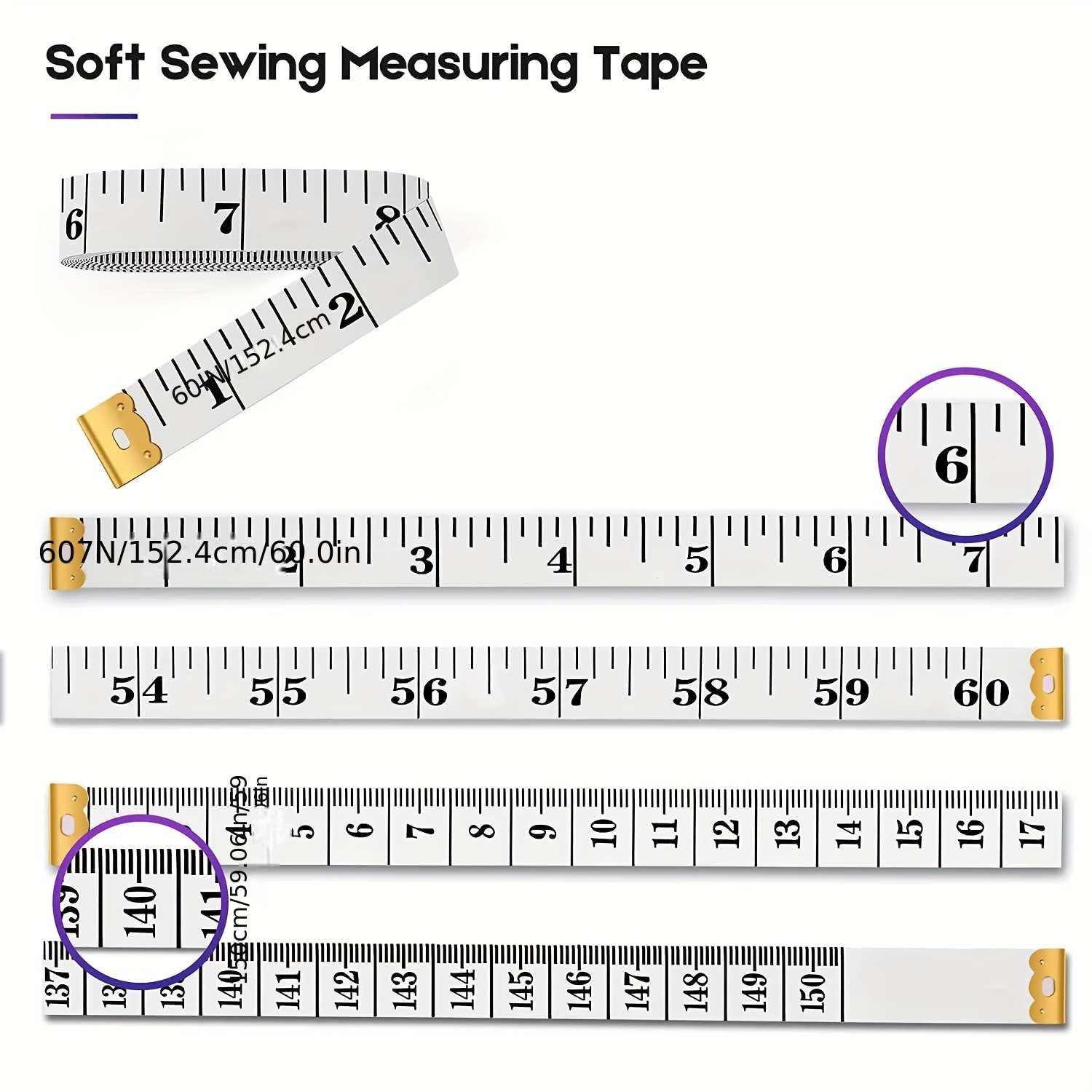 Cinta métrica para medir el cuerpo, cinta métrica de tela suave de 120  pulgadas para medición de tela, regla a medida de doble escala para pérdida  de