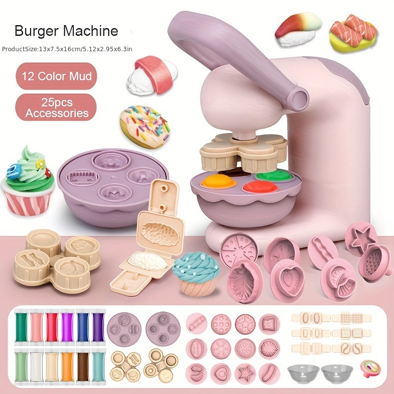Noodle Machine Toy Playdough Set DIY Colourful Clay Pasta Machine Children  Pretend Play Simulation Kitchen Suit Model For Girl Toys Gift