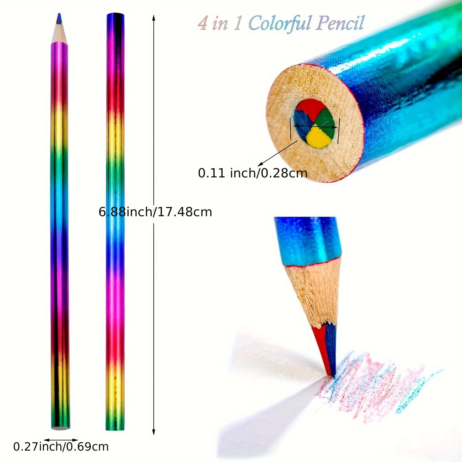 Rainbow Colored Pencils 4 Color In 1 Colorful Rainbow - Temu
