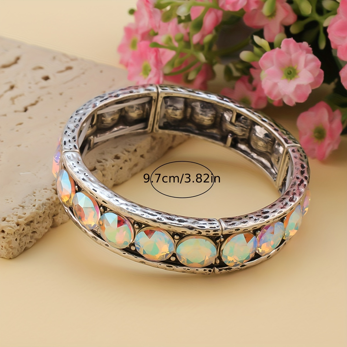 Colorful Glass Bangle Bracelet for Women