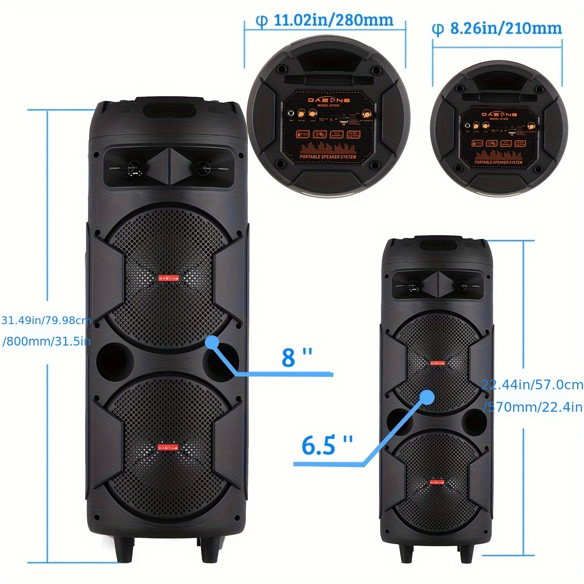 2 speaker 6 5 or 8 speaker wireless outdoor speaker portable speaker for home squares multifunctional speaker led   light effect with subwoofer suitable for outdoor   family dinners music parties street performances supports usb aux tf fm tws   details 0