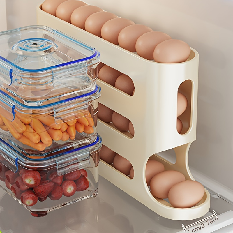 

1pc 4- & Roll Egg , Pp Egg Organizer For Refrigerator , No Battery Needed