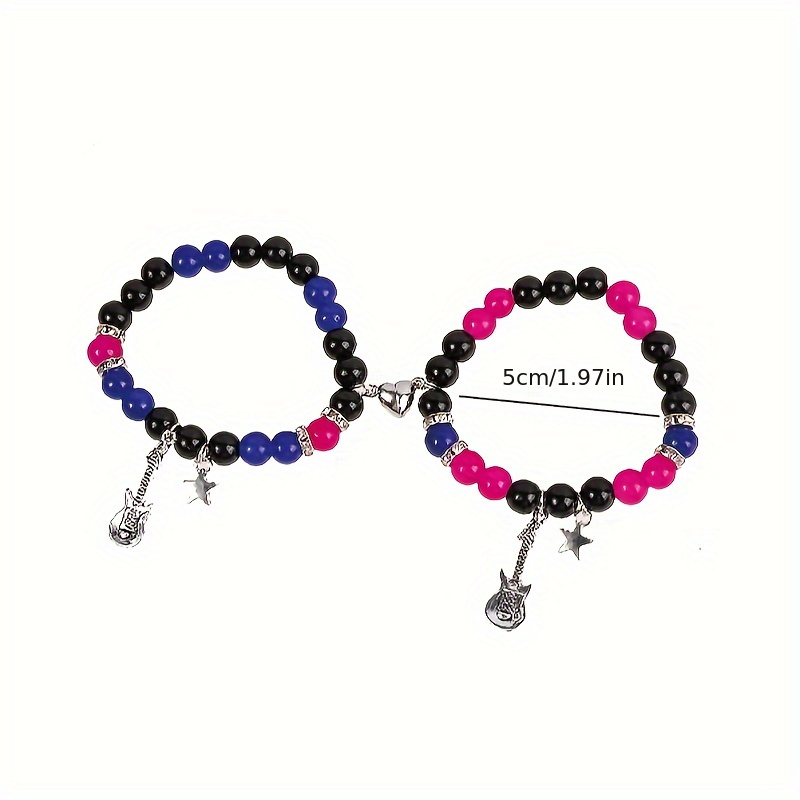 2pc Star Guitar Glass Beads Bracelets for Couples