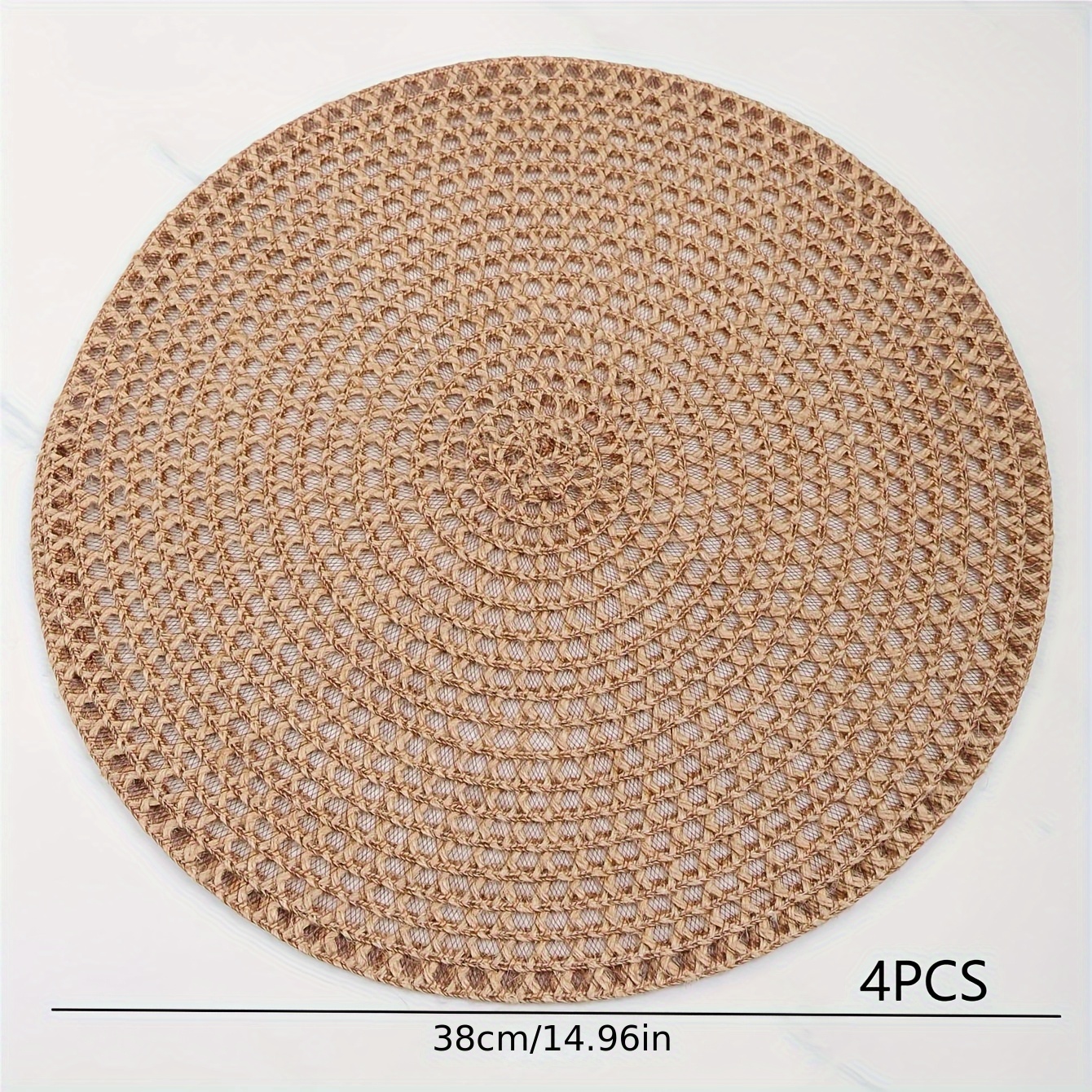 4/8pcs Brown Jute Mesh Placemats Non-slip Heat Resistant Table Mats For Dining Table Party Decoration