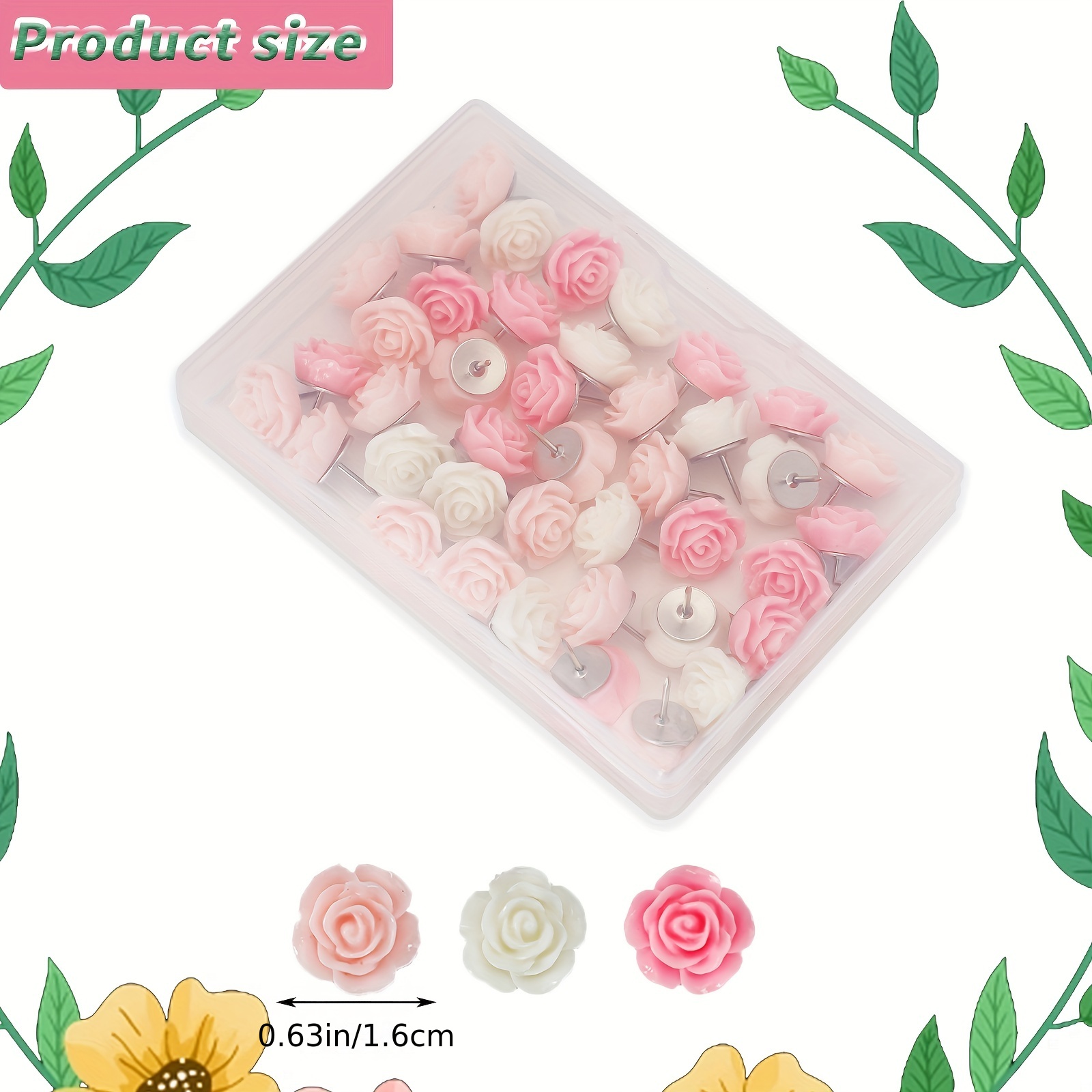 30 Chinchetas Tema Rosa Chinchetas Decorativas Pulgar Rosa - Temu