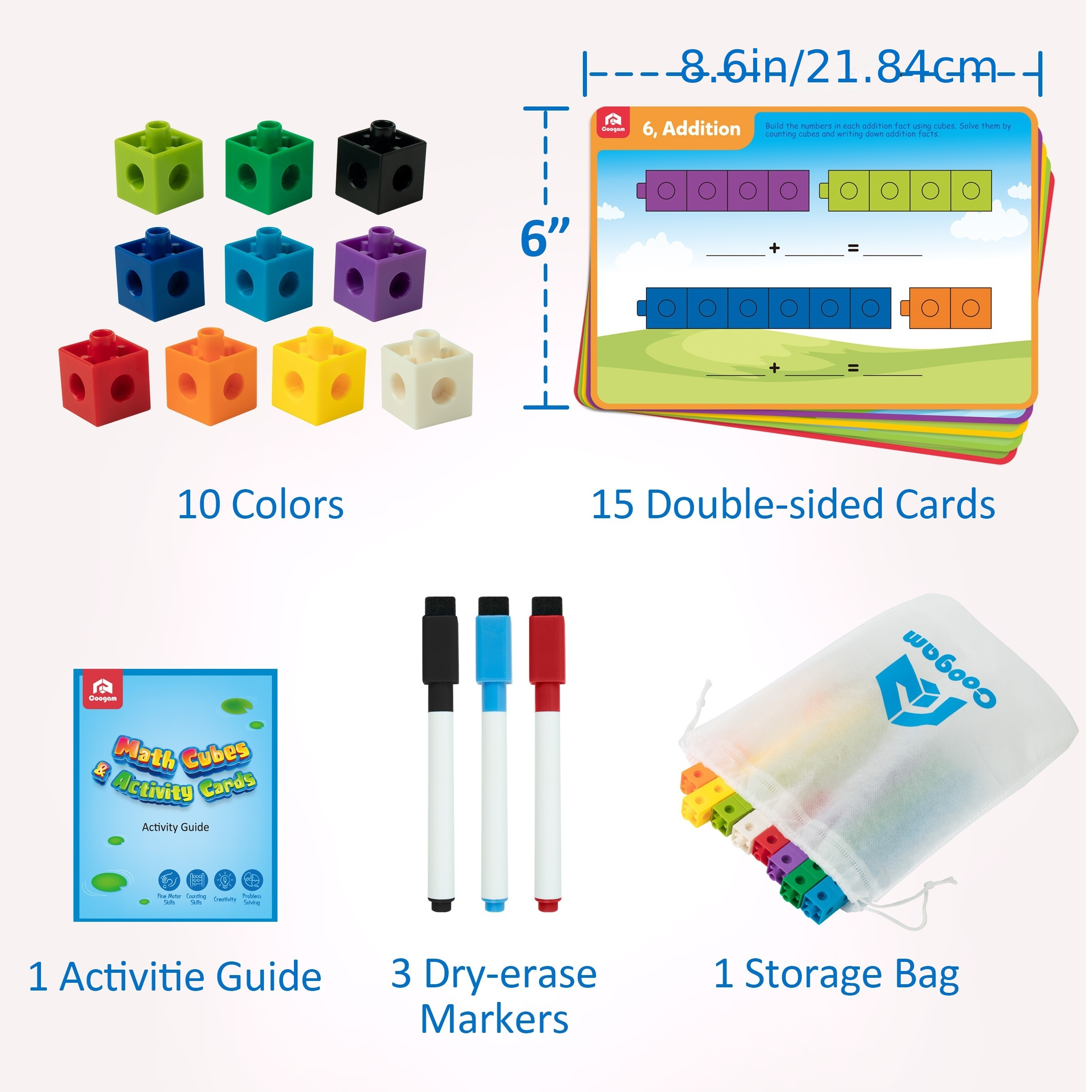 Coogam Math Cubes, Manipulatives Number Counting Blocks With Activity Snap  Linking Cube Math Construction Toy Gift For Preschool Kindergarten Learning
