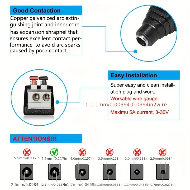 Elettrico-store materiale elettrico online al miglior prezzo - Connettore 2  Pin Jack 2.1 Clip per Strisca Strip Led Monocolore DC 12/24V 8mm