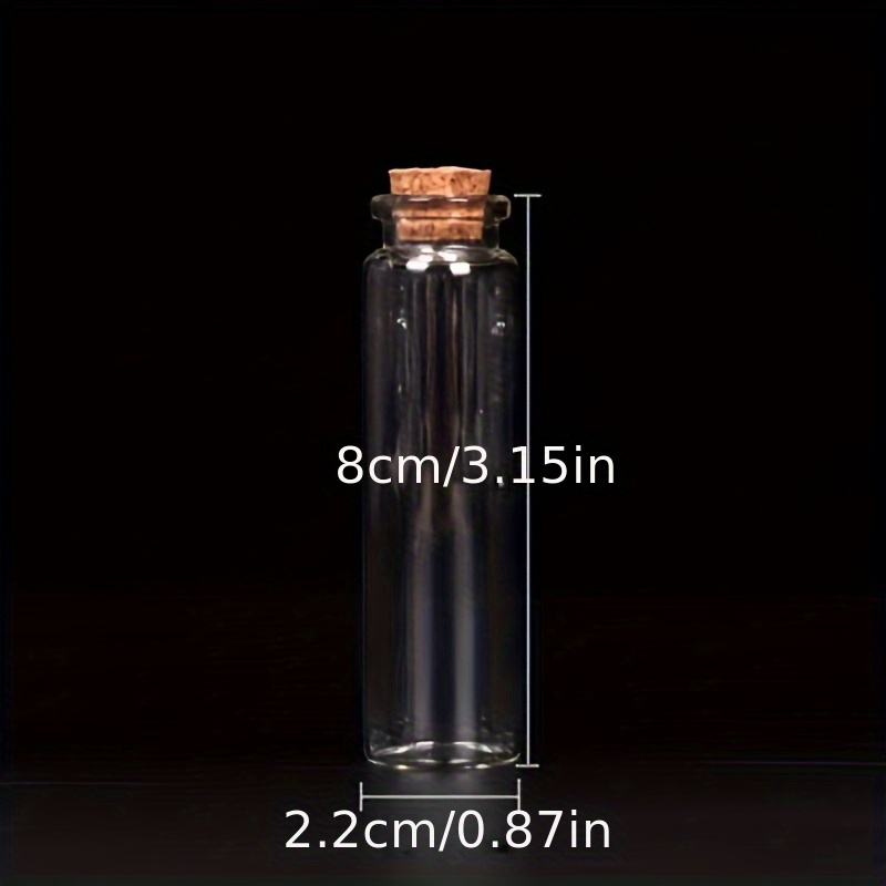 TEMU 24/48pcs Set Of 2.2cm Diameter 5ml/7ml/10ml/14ml/18ml/20ml//30ml Transparent Glass Test Tubes With Wooden Stopper, Small Mini Glass Bottles For