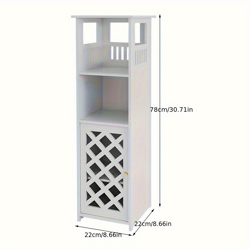 Modern White Pvc Bathroom Cabinet With Hollow Doors - 22x22x78cm, Space-, Elegant Storage For Small Bathrooms