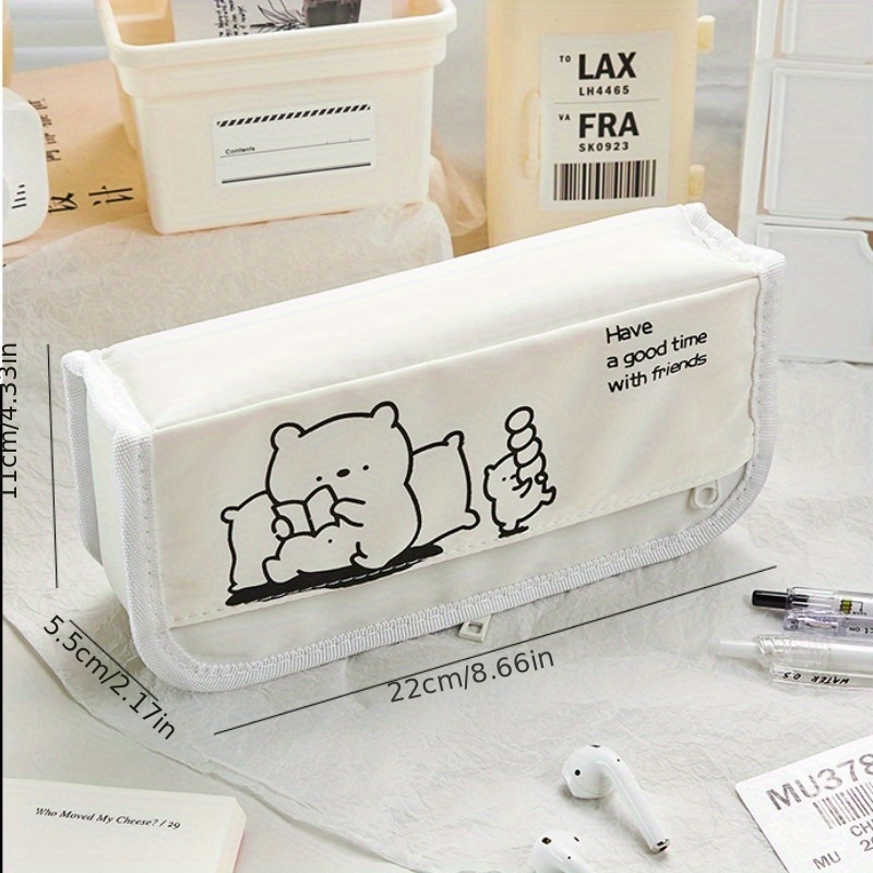 Simple Black White Pencil Case Office Stationery Storage Bag School  Supplies High Capacity Canvas Material Pencil