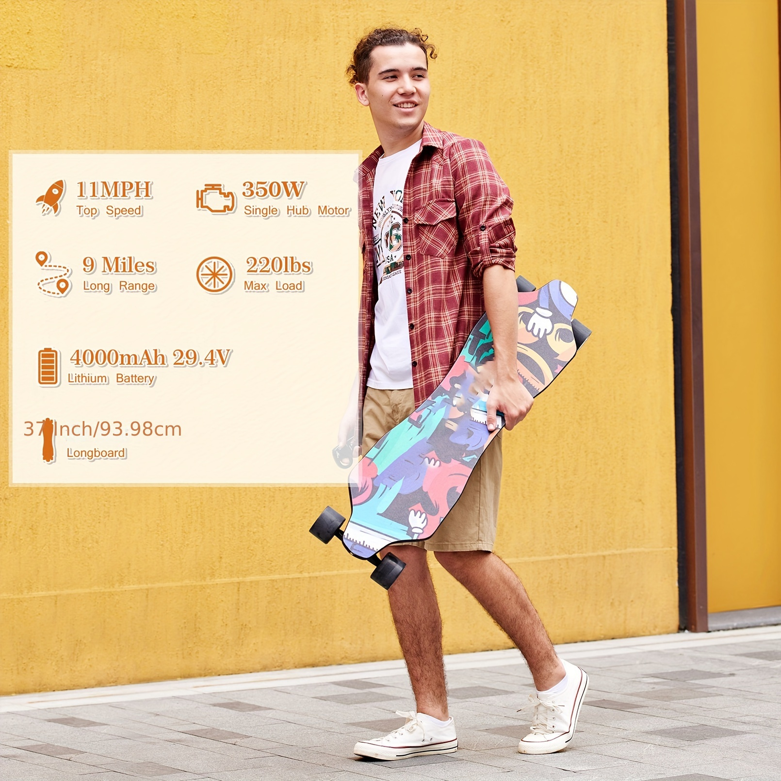 

Caroma Electric Skateboards With Remote, 350w Powerful Motor, 12.4mph Top , 4000mah Battery, 13 Miles Max Range E Skateboard, Mode Electric For Adults Teens