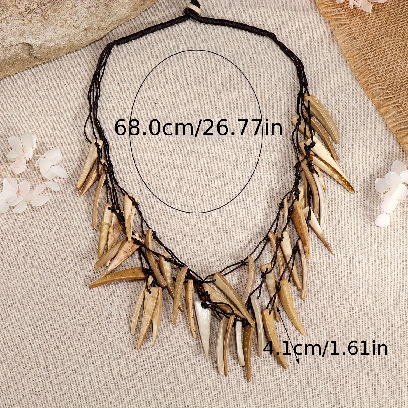Vintage Boho Layer Coconut Shell Wooden Necklace, Handwoven