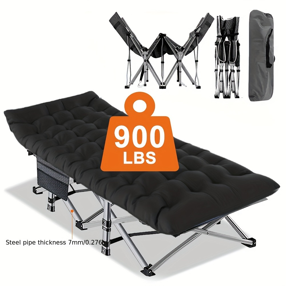 TEMU Portable Folding Bed, 74.8" X 26" In, Storage Cover Included, Metal Folding Frame, Reinforced Mesh, Can Hold Up To 550 Lbs- Camping, Napping, And Outdoor Use, Ideal For Tents, Homes, And Offices