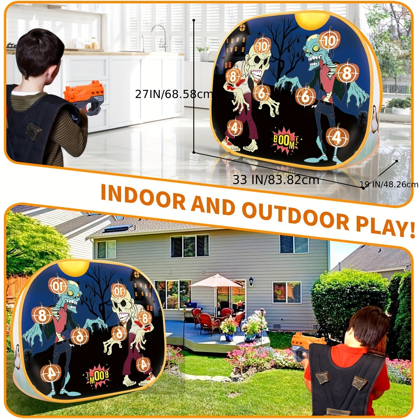 

Target With Toy Gun, Zombie Shooting Toy Kids Shooting Disc With Net And Toy Weapons, Outdoor Toy Garden Toy For Boys Girls