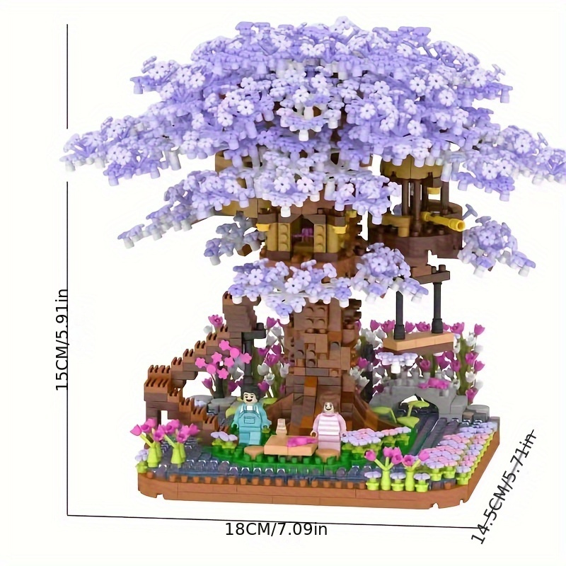 Purple Cherry Bonsai Tree Building Sets Mini Building Blocks