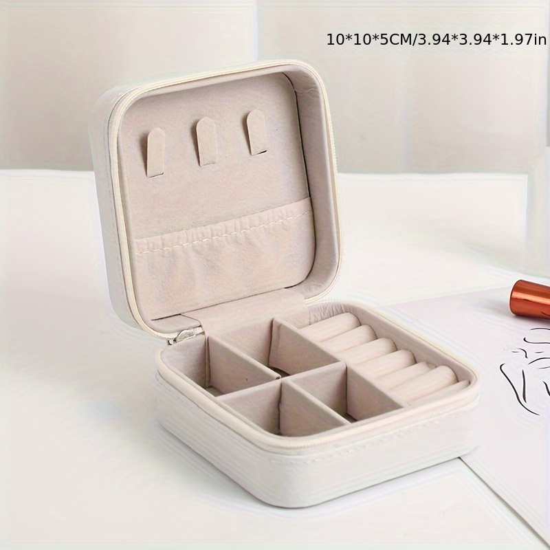 TEMU Classic Zippered Jewelry Storage Box With Removable Dividers For Necklaces, Earrings, Studs, Lipstick Pendant Gift Box Christmas New Year Packaging, Jewelry Boxes