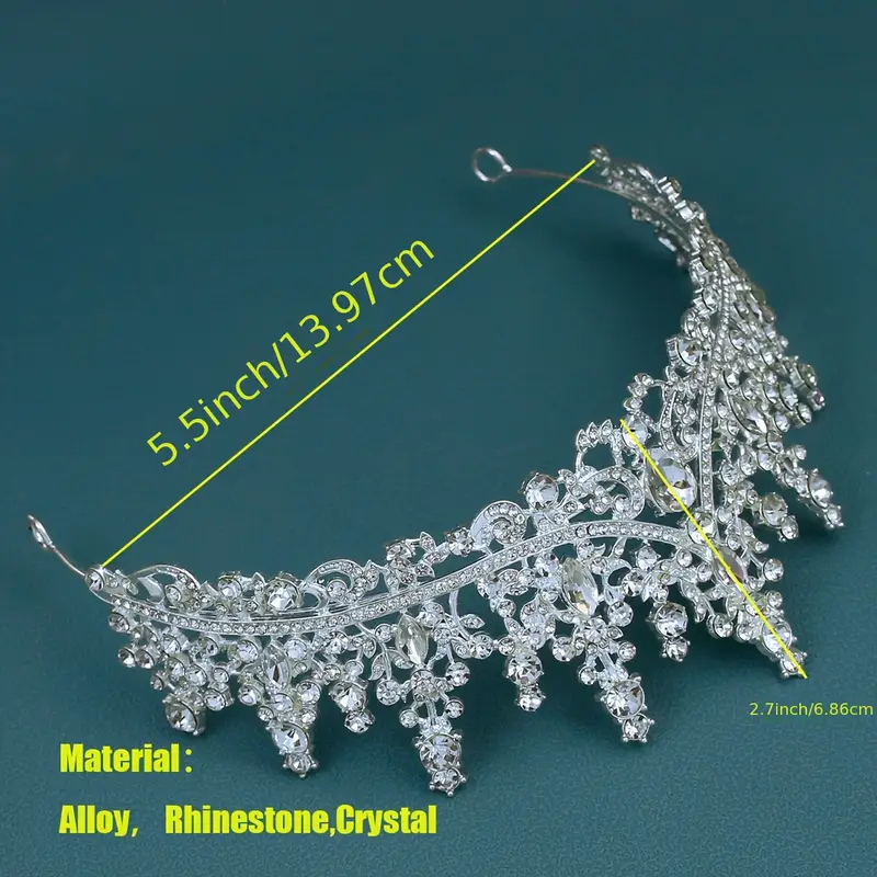 свадебный серебристый великолепный головной убор с множеством бриллиантов и гребнем, свадебные аксессуары, украшенные сплавом, повязки для волос, подходящие для романтических свадеб и вечеринок, в деталях 6