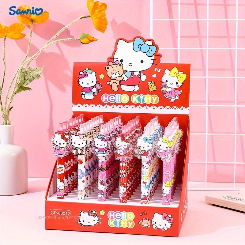 

48pcs Of Sanrio Hello Kitty Retractable Gel Pens - Featuring A Cute Cartoon Design, Medium Nib, Office Use.