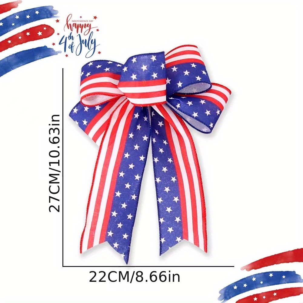 Decorative Bow Large Patriotic Burlap Bow Flax Star Strip - Temu