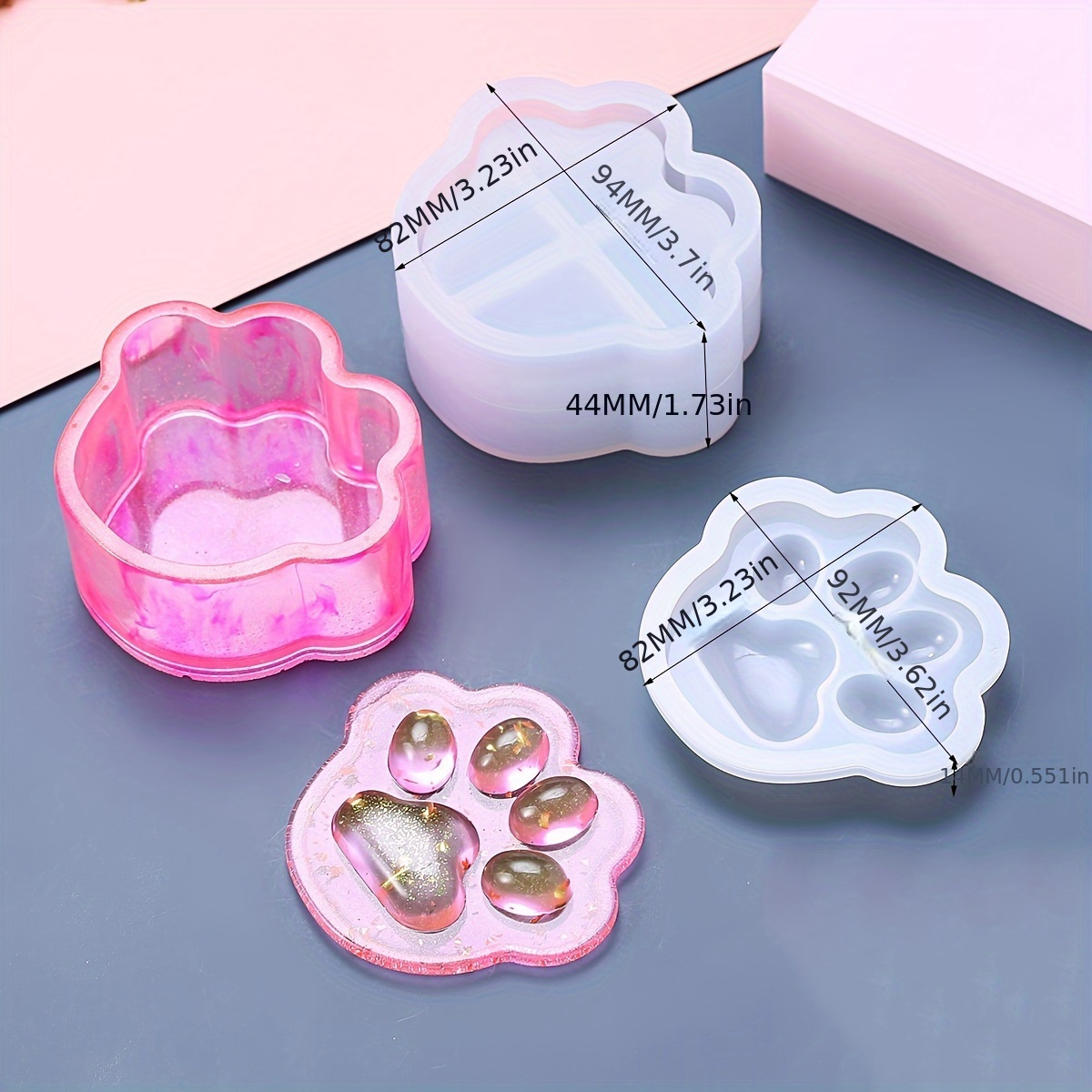 TEMU Cat Paw Storage Box , Diy Plaster Box Lid Silicone , Cat Paw Epoxy Decoration Plaster , Jar , Handicraft