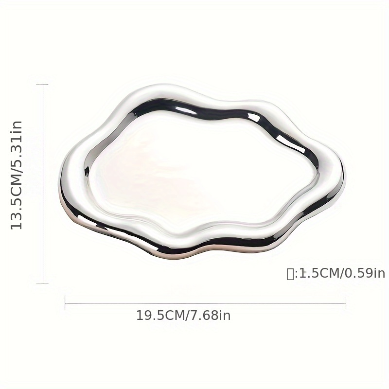 TEMU 1pc Ceramic Cloud Shaped Jewelry Storage Tray, Oval Decorative Trinket Dish, Elegant Gift For Women Men, Christmas & New Year Present