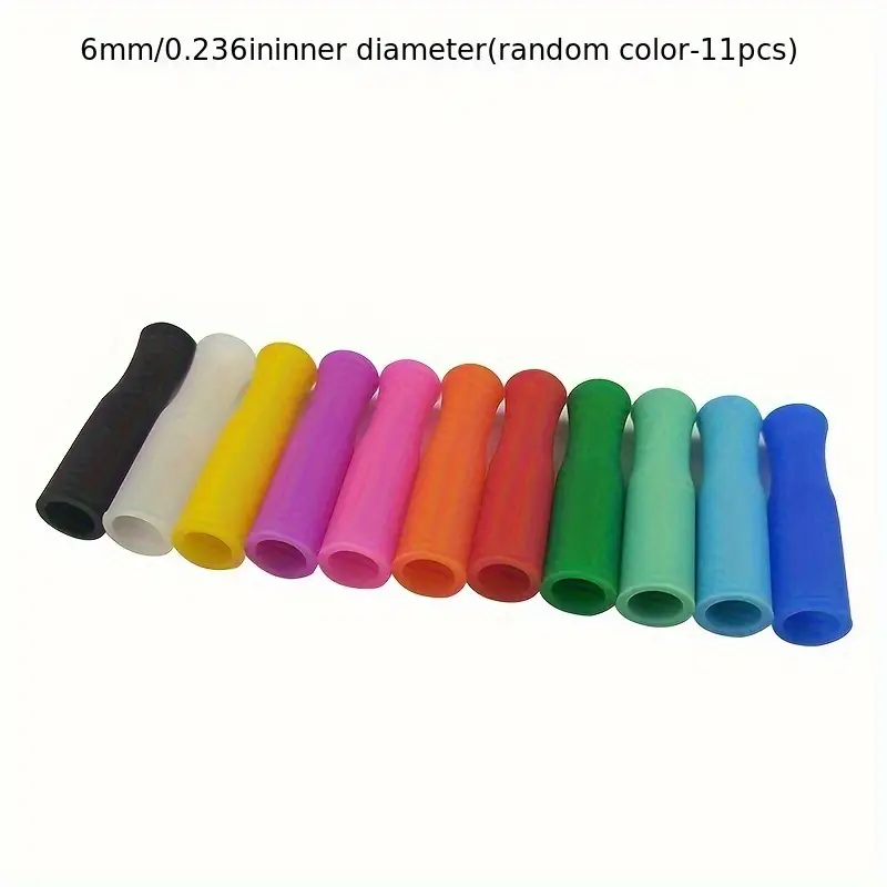 12PCS Silicone Straw Tips, Multicolored Food Grade Straws Tips Covers Only  Fit for 1/4 Inch Wide(6MM Outdiameter) Stainless Steel Straws-Multicolor