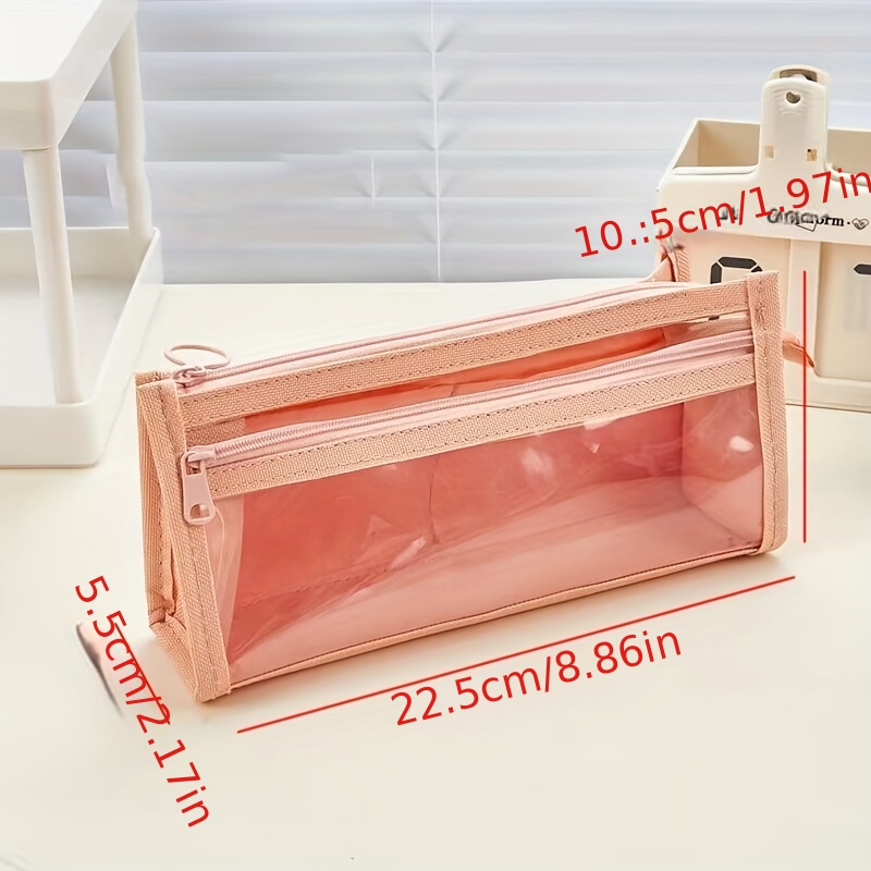 Clear Pencil Pouch, Large Clear Pen Bag Pencil Case with Zipper, Cute  Marker Pouch Wide-Opening